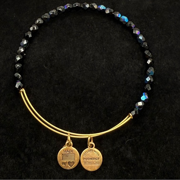 Alex and Ani Blackish/Blue Gold Tone Bracelet - Picture 2 of 3
